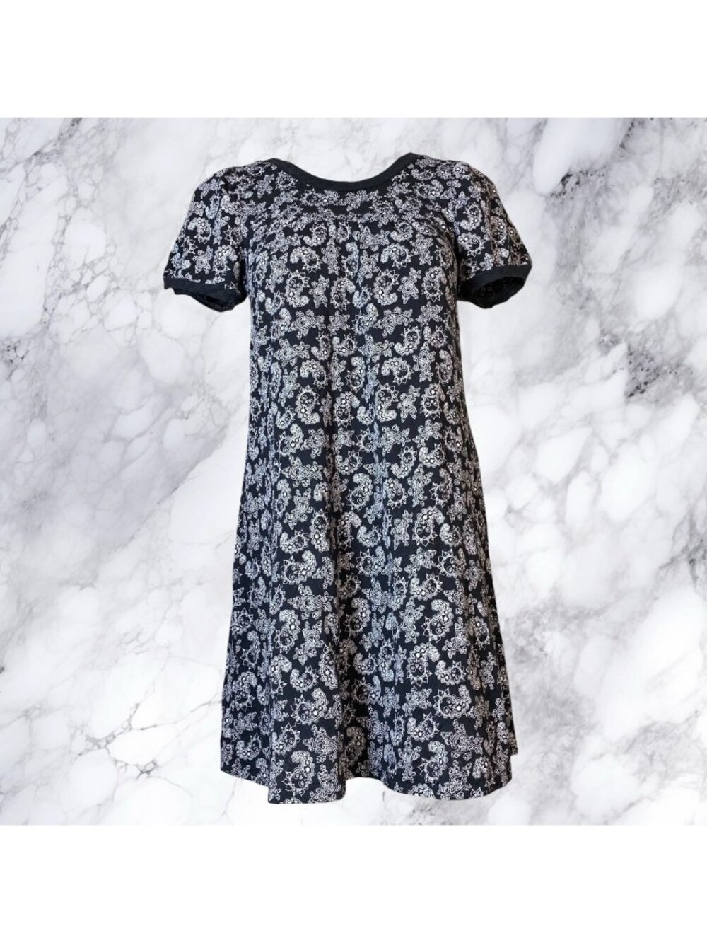 Y2K Emily The Strange Paisley Skull Print Babydoll Mini Dress